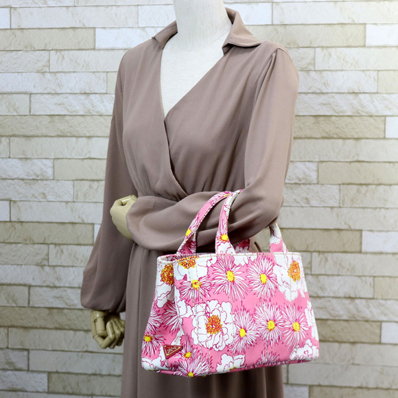 Prada Pink Tote Bag Canvas Canapa - Picture 1 of 14